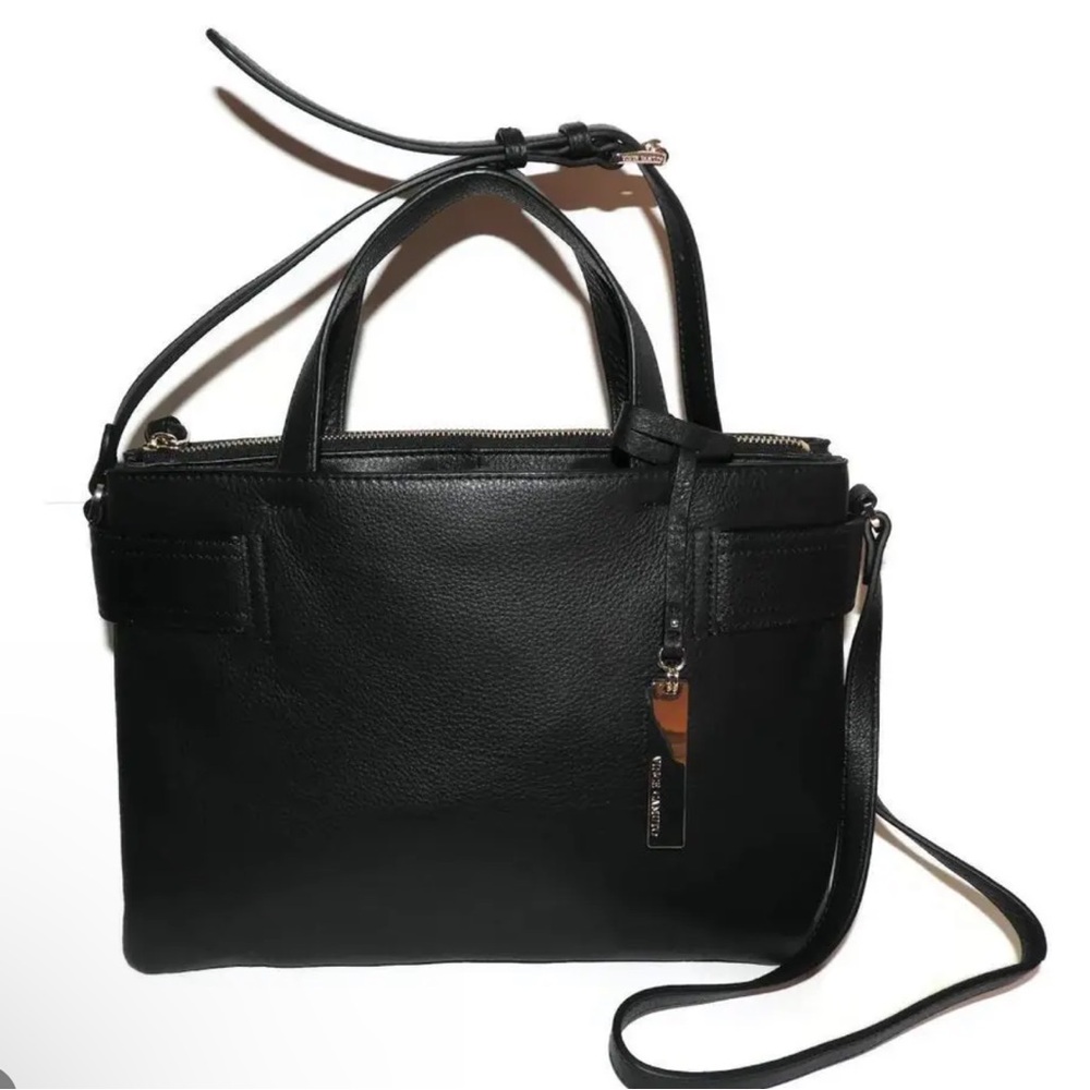 VINCE CAMUTO Black Leather Satchel Crossbody Handbag